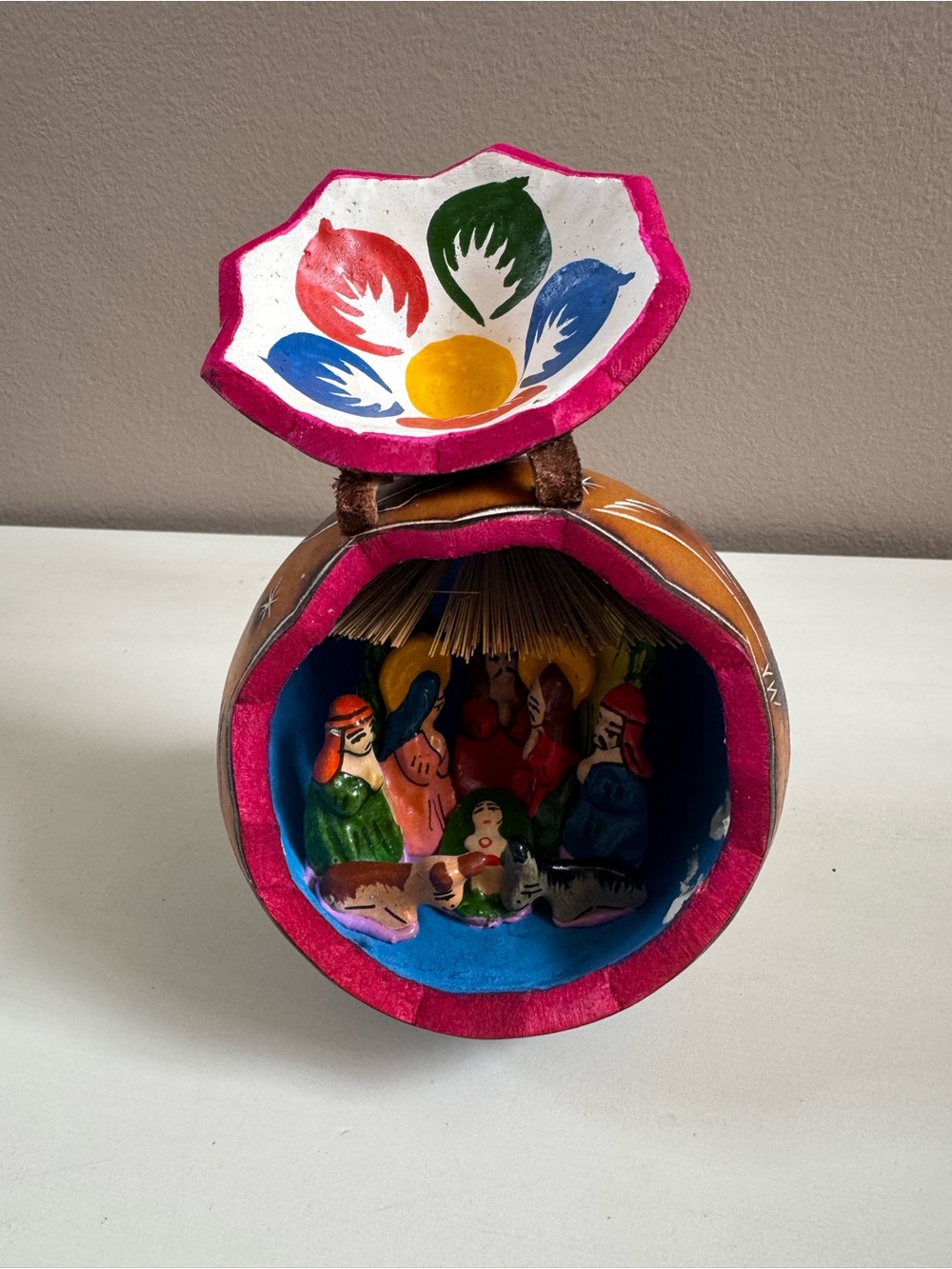 Hand-Painted Pink and Multicolor Nativity handmade international